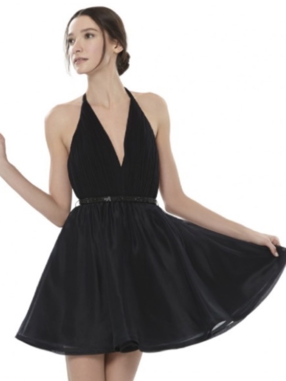 Alice and Olivia Brooke Black Halter Dress